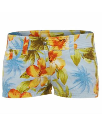 Женские джинсовые шорты Dolce & Gabbana с цветочным принтом, высокая посадка, длина шва 7"