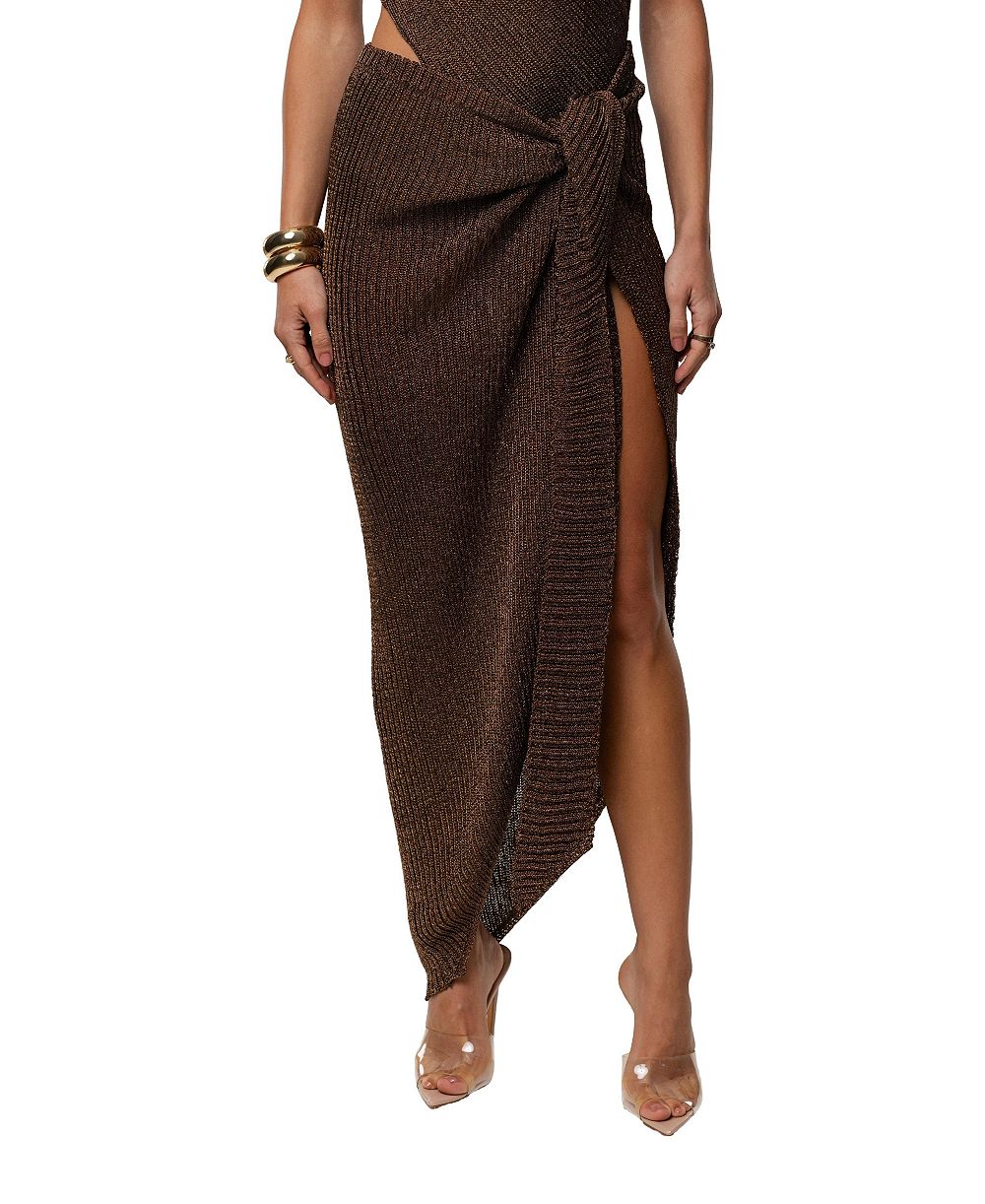 Юбка JLUXLABEL Hazel Metallic Wrap с высокой талией для женщин