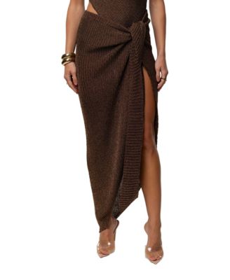 JLUXLABEL Women's Hazel Metallic Wrap High-Waisted Skirt