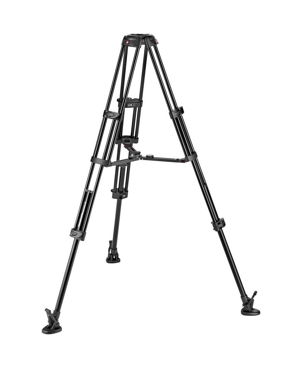 Manfrotto MVTTWINMAUS Mid-Level Spreader Aluminum Twin Leg 3-Section Video Tripod for Cameras and Camcorders
