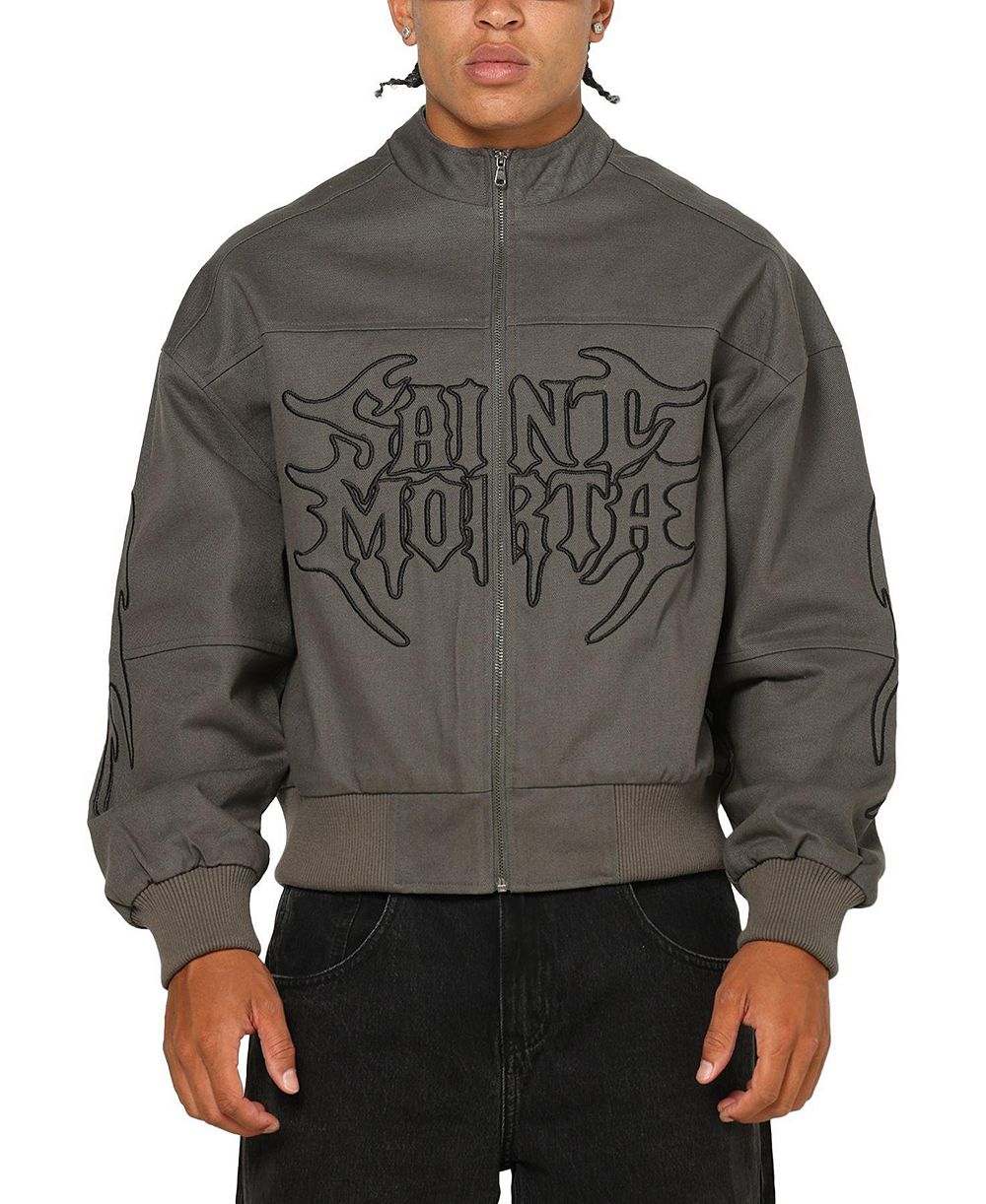 SAINT MORTA Men's Crested Wing Embroidered-Graphics Cotton Bomber Jacket