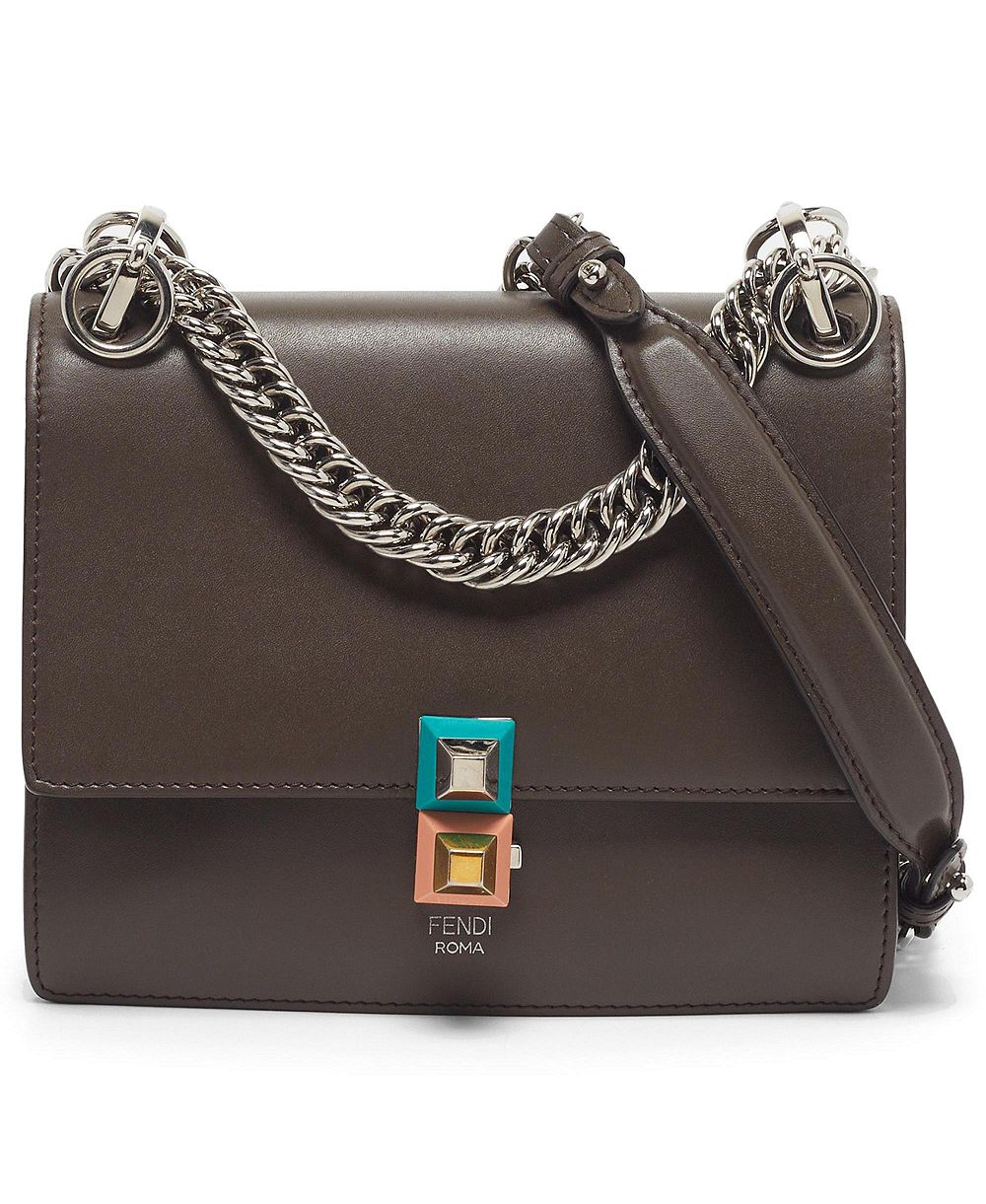Pre-Owned Fendi Women's Kan I Mini Studded Leather Shoulder Bag