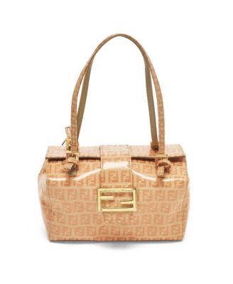 Pre-Owned Fendi Women's Zucchino Coated Fabric Mamma Baguette Bag