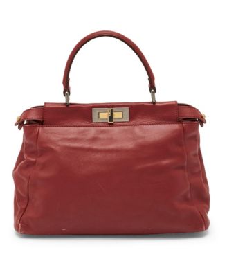 Pre-Owned Fendi Женская кожаная сумка с ручкой Peekaboo среднего размера
