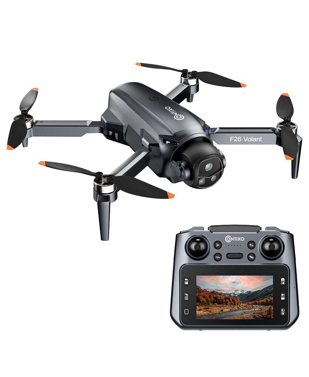 Contixo F26 Volant FPV дрон, 2 батареи по 18 минут полета каждая, контроллер с экраном 4.3", оптический поток, защита от столкновений со всех сторон, для детей от 14 лет