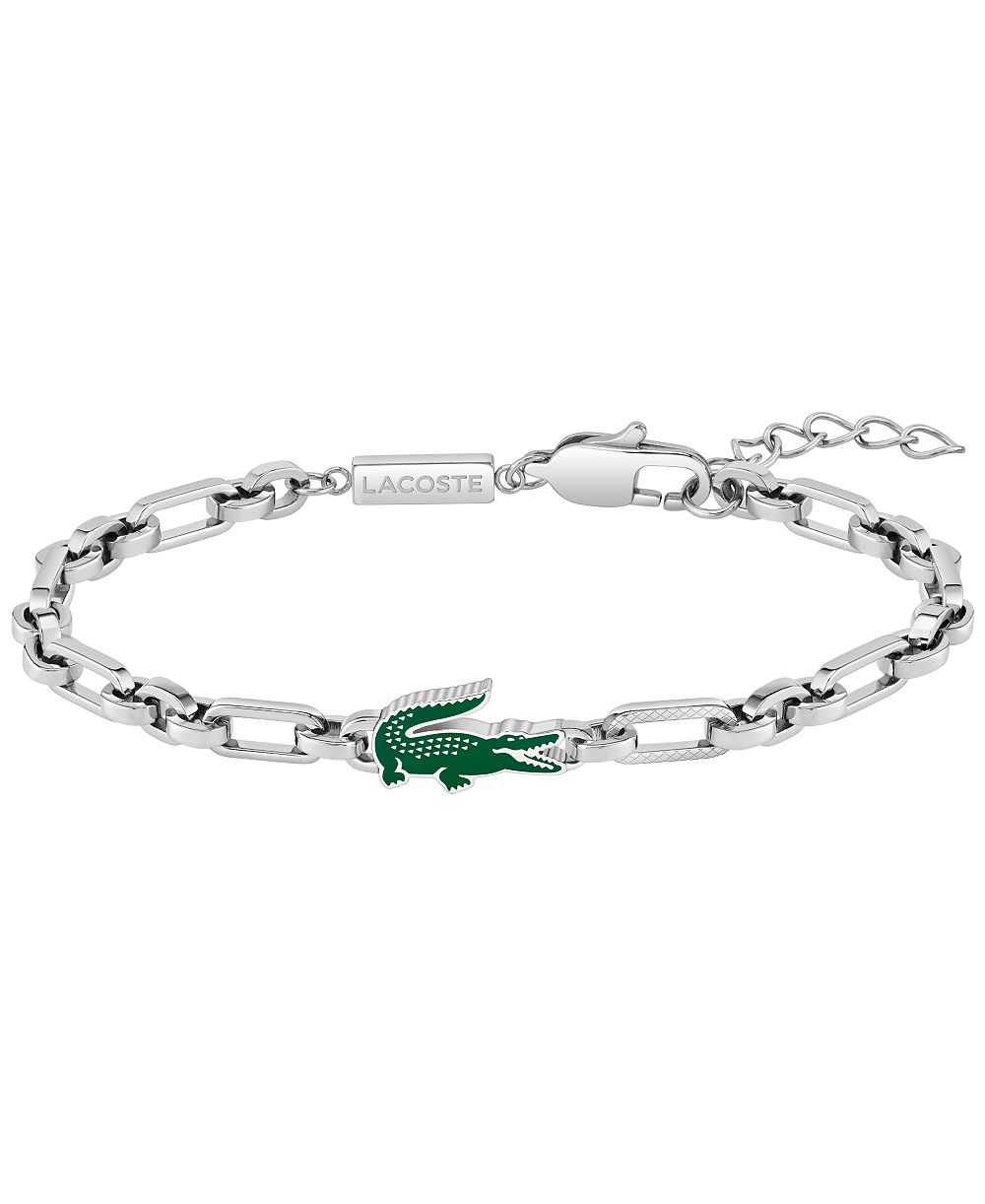 Lacoste мужской регулируемый браслет с эмалью зеленого цвета и крокодилом