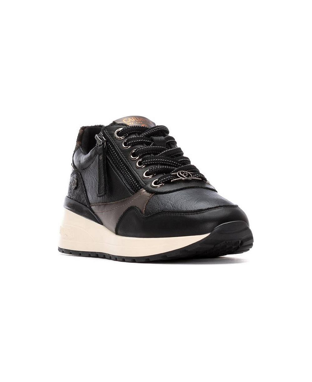 XTI Carmela Collection Women's Leather Wedge Lace-Up Sneakers