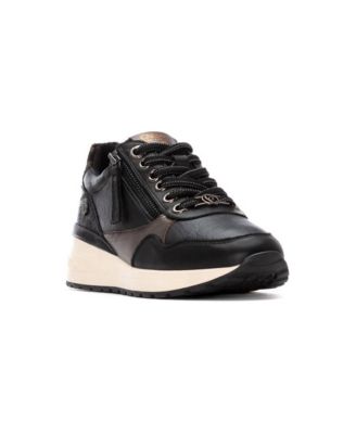 XTI Women's Leather Wedge Lace-Up Carmela Collection Sneakers