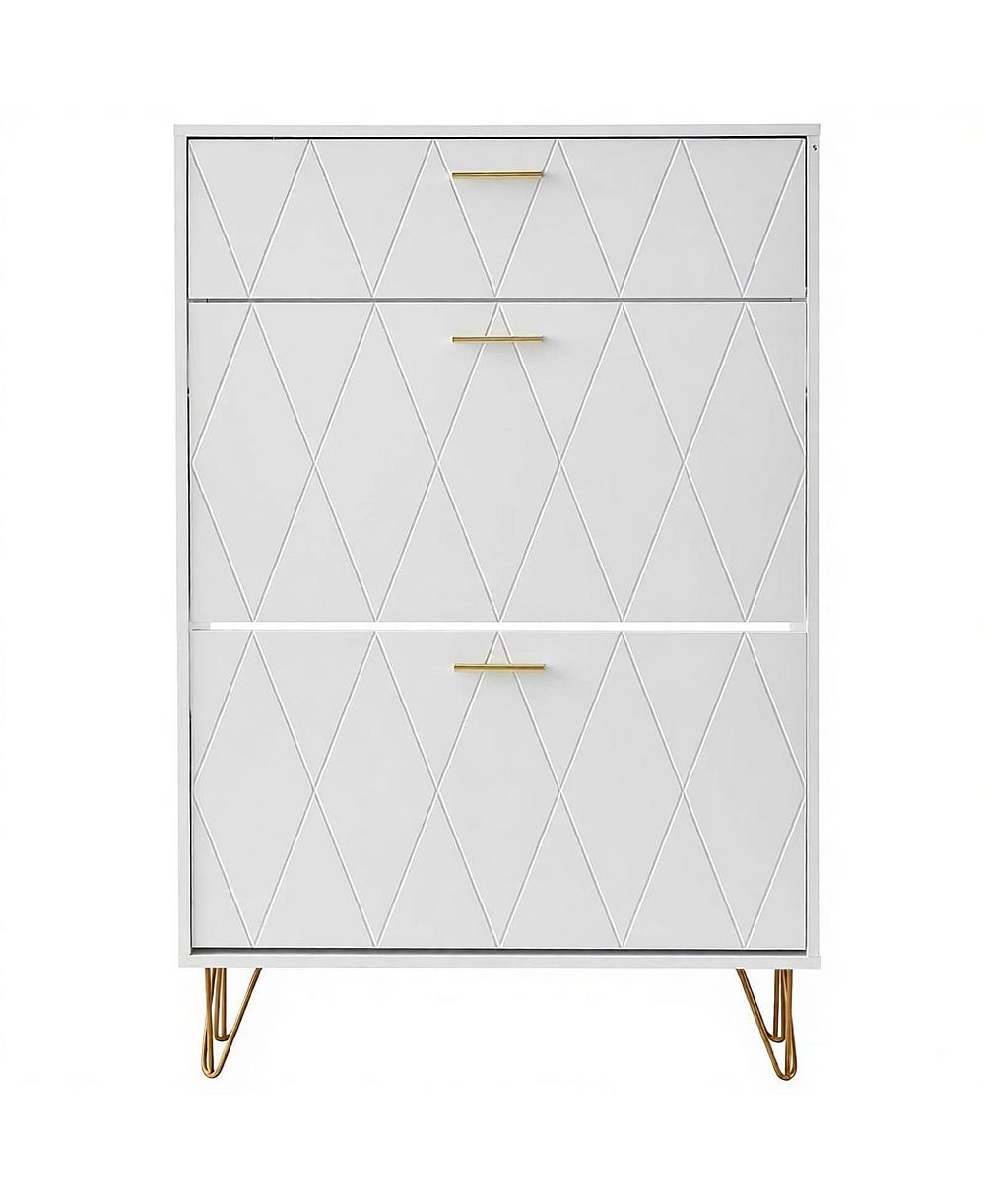 Slickblue Freestanding Shoe Organizer Cabinet with 3 Flip Drawers for Entryway