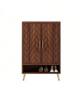 Slickblue 2 Door Shoe Rack Cabinet for Entryway Hallway and Living Room