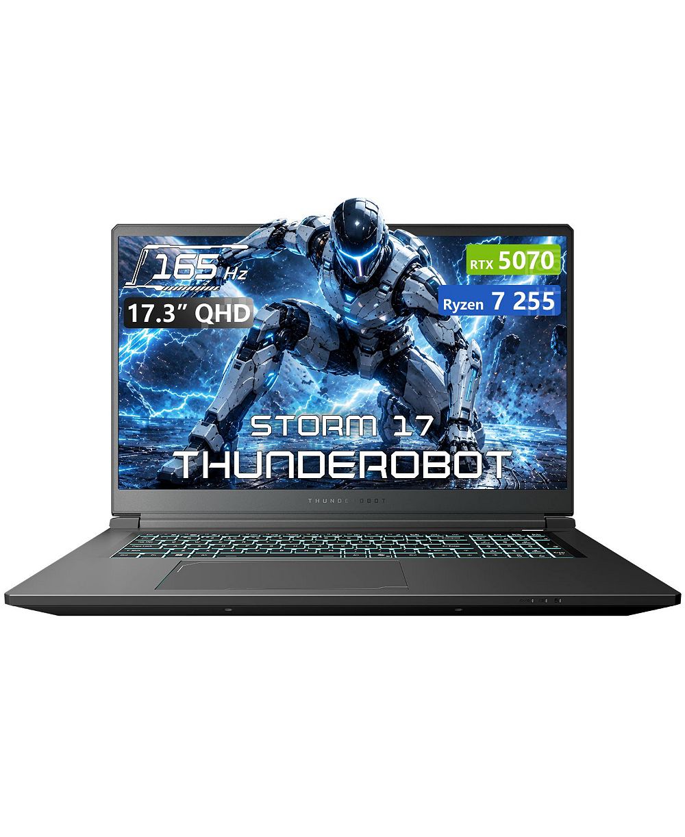 Thunderobot игровой ноутбук Storm 17, 17.3" QHD 165Hz 2K, AMD Ryzen 7 255, NVIDIA GeForce RTX 5070, 16 ГБ DDR5, 1 ТБ SSD, Wi-Fi 6, Windows 11 Home, черный