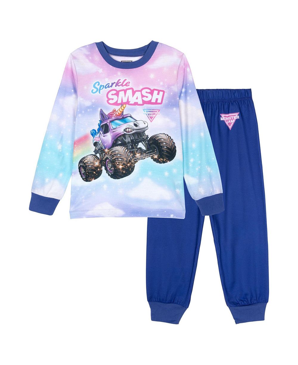 Monster Jam комплект пижам из 2 предметов для девочек-малышек: футболка и брюки с блестками Smash