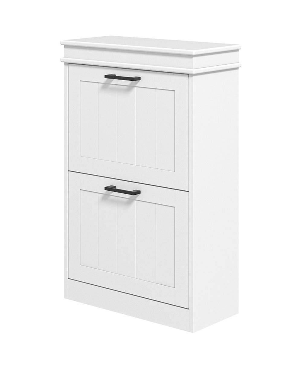 Slickblue 2 Tier Tilt-Out Shoe Cabinet with Hidden Storage for Entryway