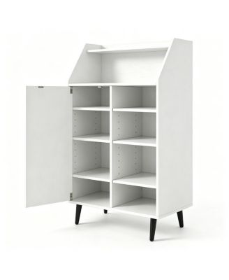 Slickblue Multi-Compartment Shoe Storage Cabinet with Countertop and Cubbies