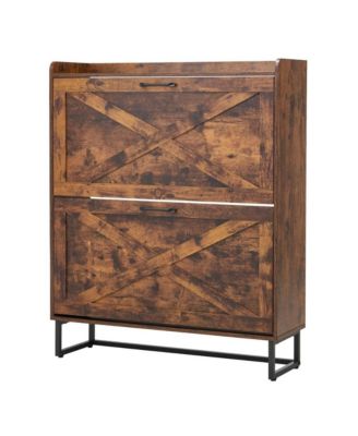 Slickblue 2 Drawer Shoe Storage Cabinet with Two Storage Layers per Drawer