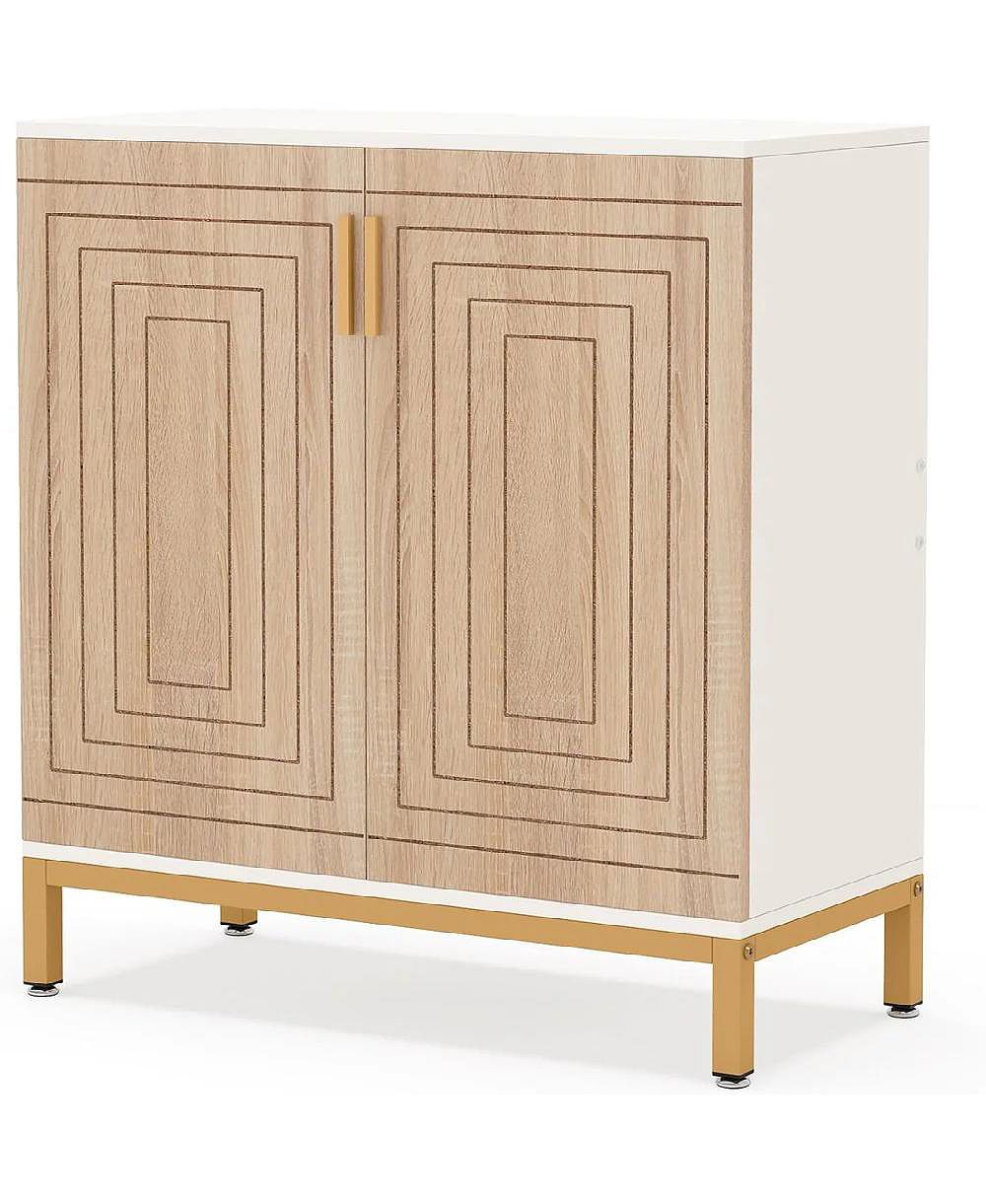 Slickblue 2 Door Shoe Storage Cabinet with Sturdy MDF and Metal Frame