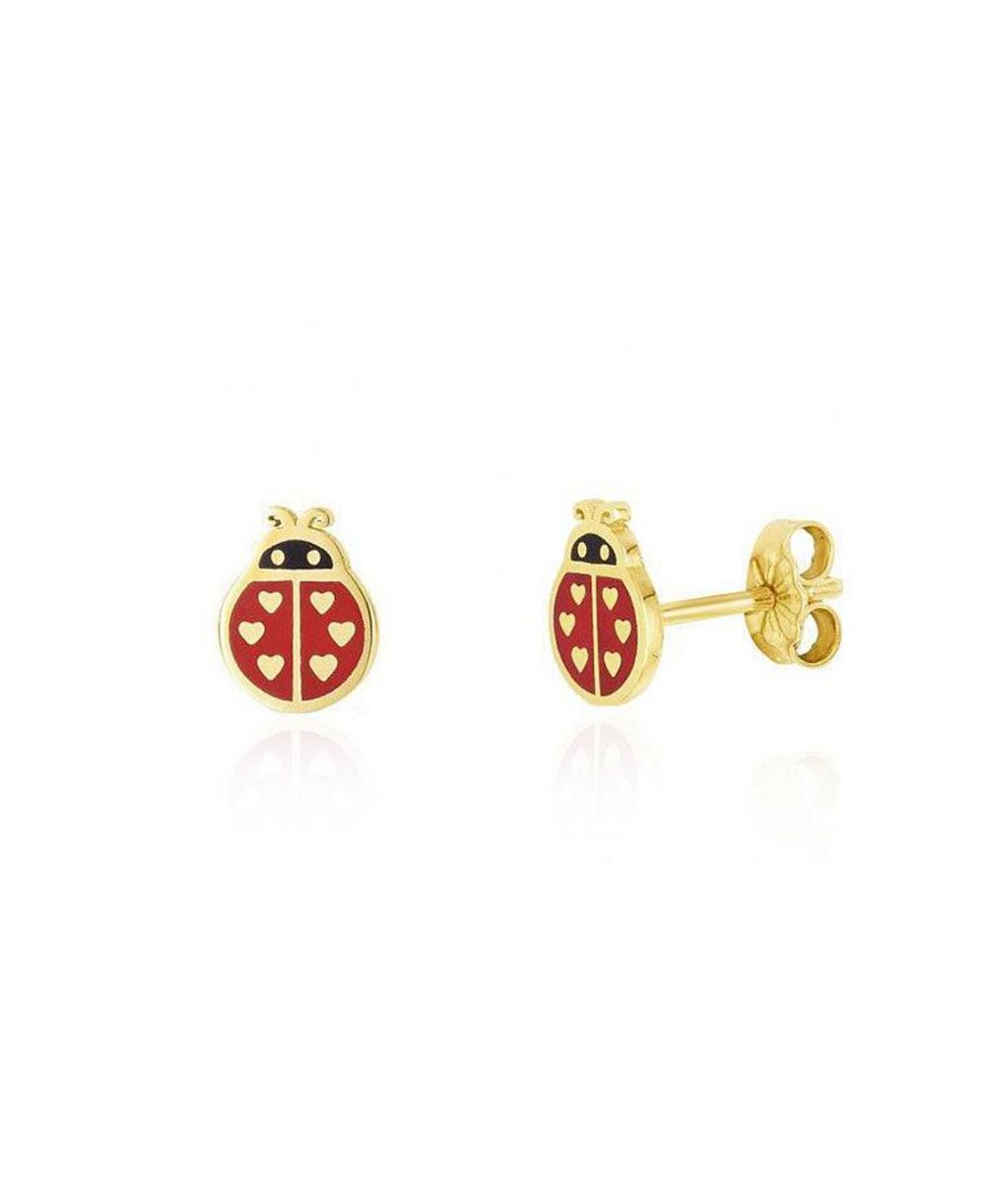 The Lovery серьги-гвоздики в виде божьей коровки эмаль 14K золото