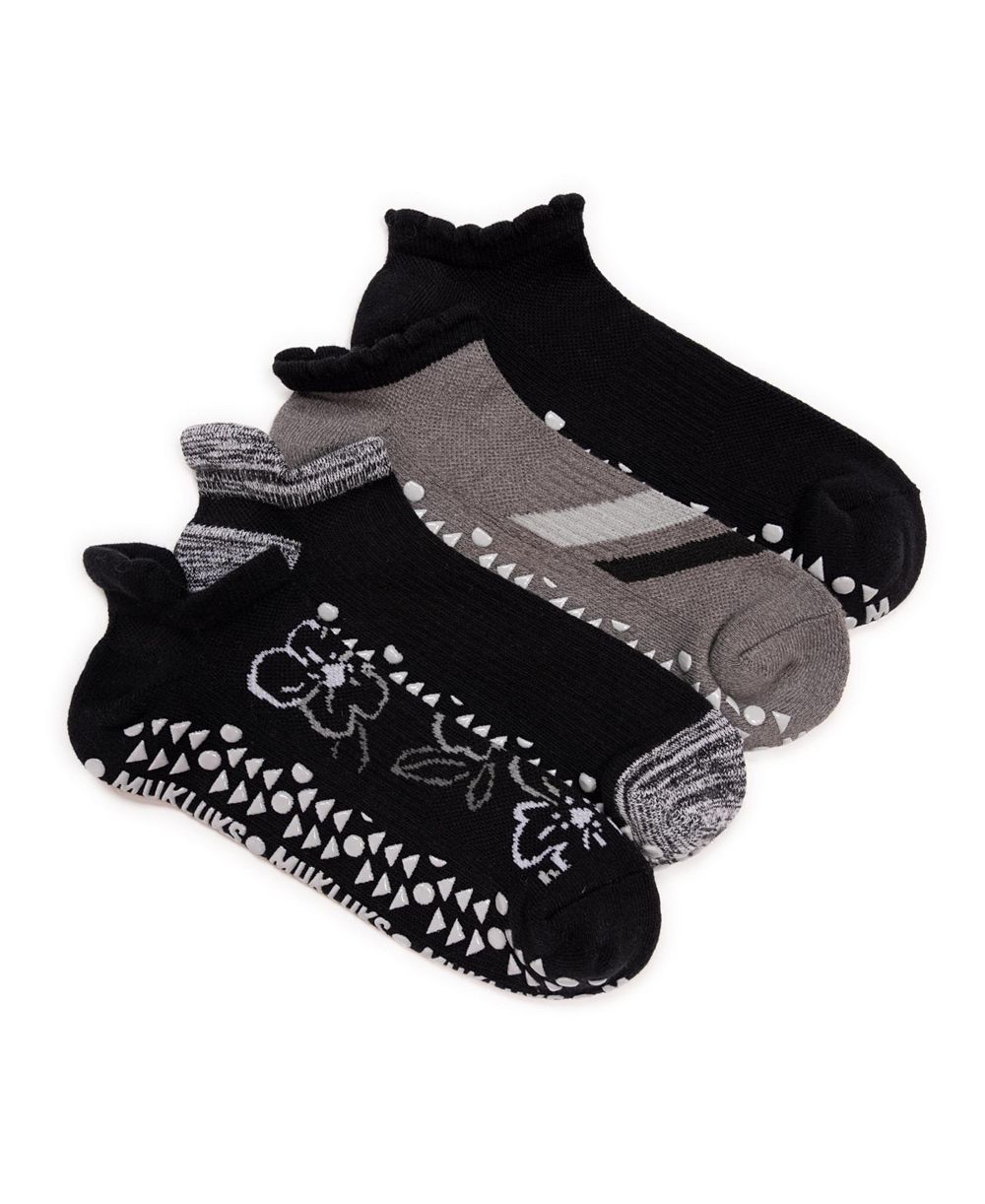 MUK LUKS Women's Studio Socks 4 Pair Pack Low Cut Ankle Cotton Socks