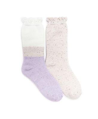 MUK LUKS женские носки Crew Ruffle Heat Retainer, упаковка по 2 пары