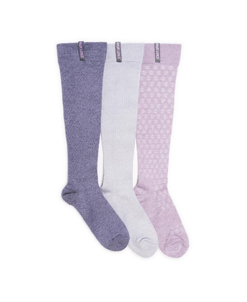 MUK LUKS Women's 3 Pair Pack Compression Knee High Bamboo Socks