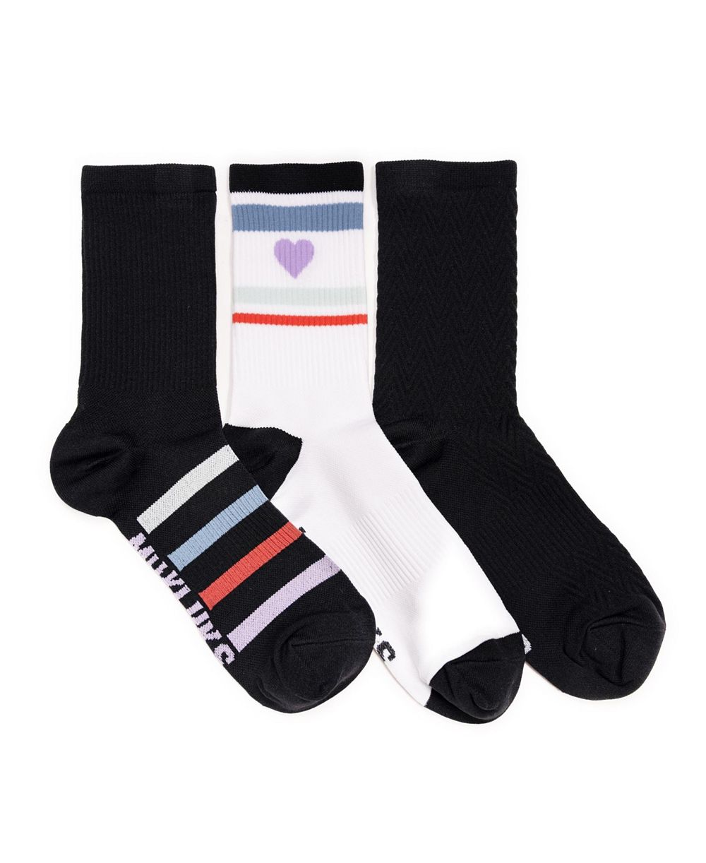 MUK LUKS Women's 3 Pair Pack Compression Crew Nylon Socks