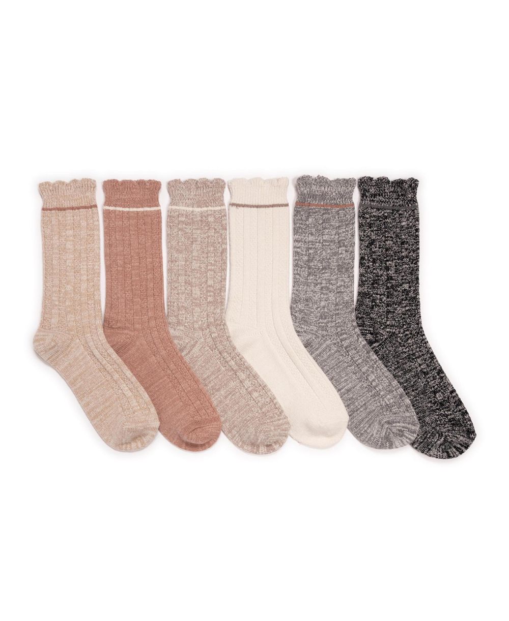 MUK LUKS Women's 6 Pair Pack Microfiber Boot Socks