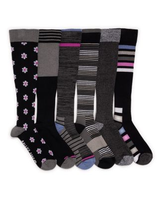 MUK LUKS женские хлопковые носки до колена с компрессионным эффектом, упаковка 6 пар