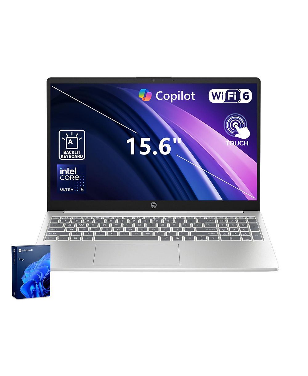 HP Ноутбук с экраном 15,6 дюйма, FHD, сенсорный, процессор Intel Core Ultra 5 225U, графика Intel, 16 ГБ DDR5, 1 ТБ SSD, Wi-Fi 6, Win11 Pro, белый