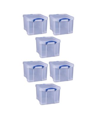 Really Useful Box 32 Liter Storage Container w/Snap Lock Handles, 6 Pack, Clear