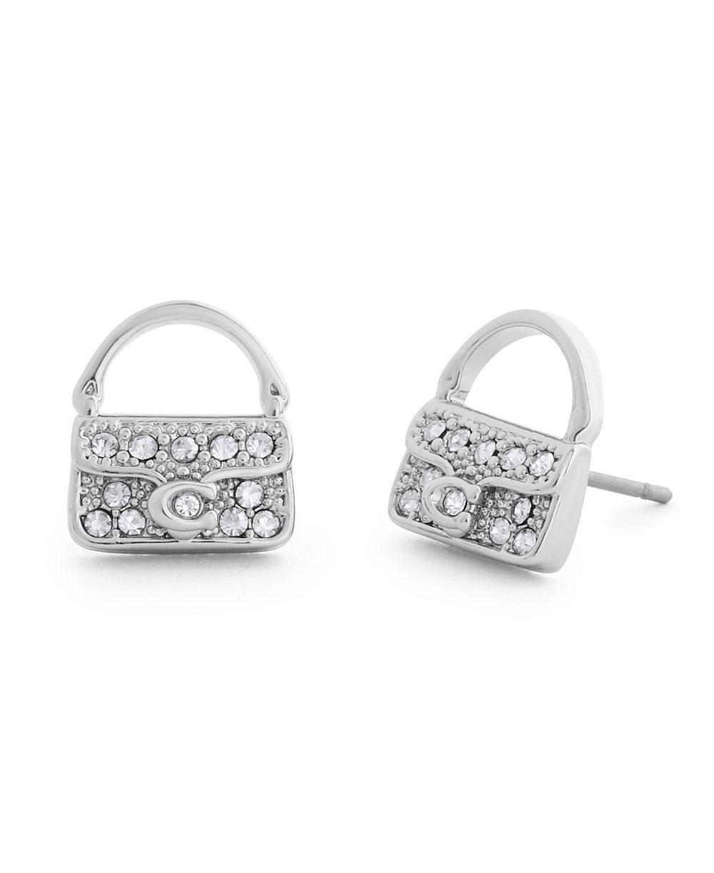 COACH Crystal Silver-Tone Iconic Charms Stud Earrings