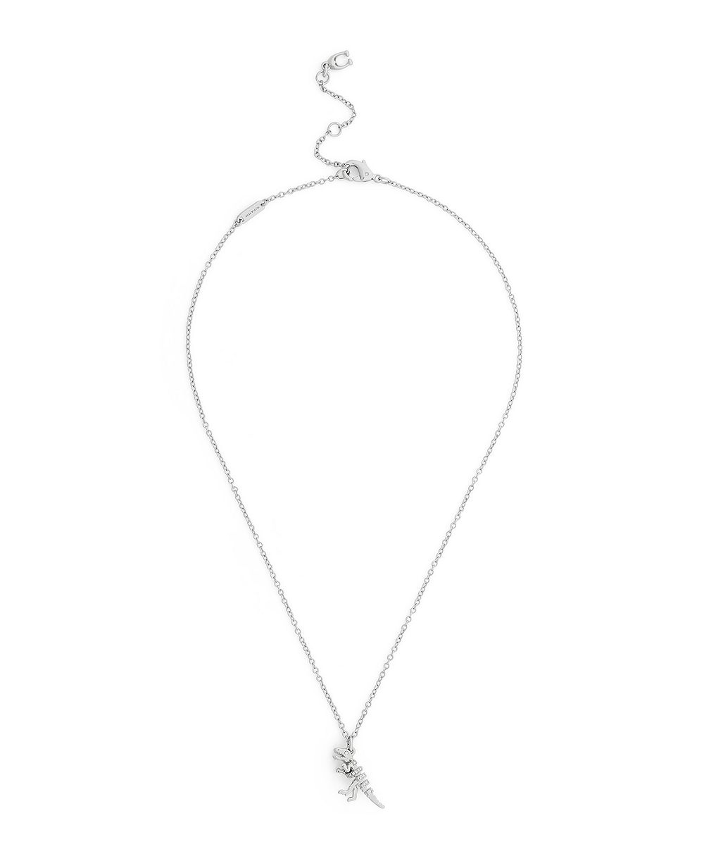 COACH Glass Crystal Silver-Tone Rexy Pendant Necklace