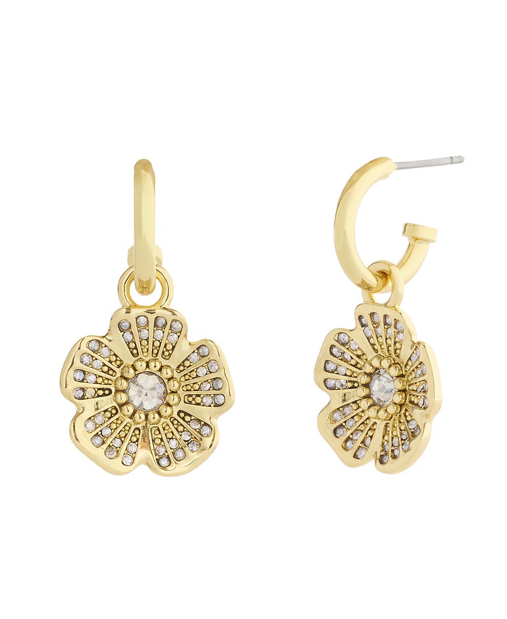 COACH Glass Crystal Pave Huggie Earrings