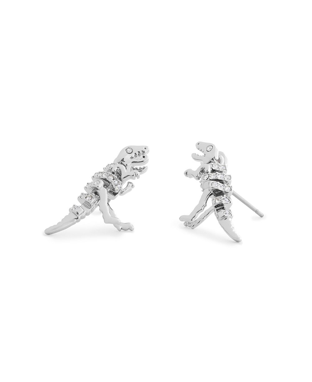 Серьги COACH Skeletal Rexy со стеклом и кристаллами, серебристый оттенок