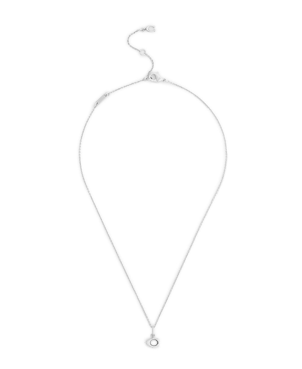 COACH Crystal Silver-Tone Adjustable Signature C Pendant Necklace