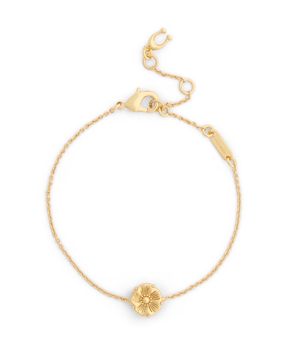 COACH Gold-Tone Adjustable Tea Rose Bracelet