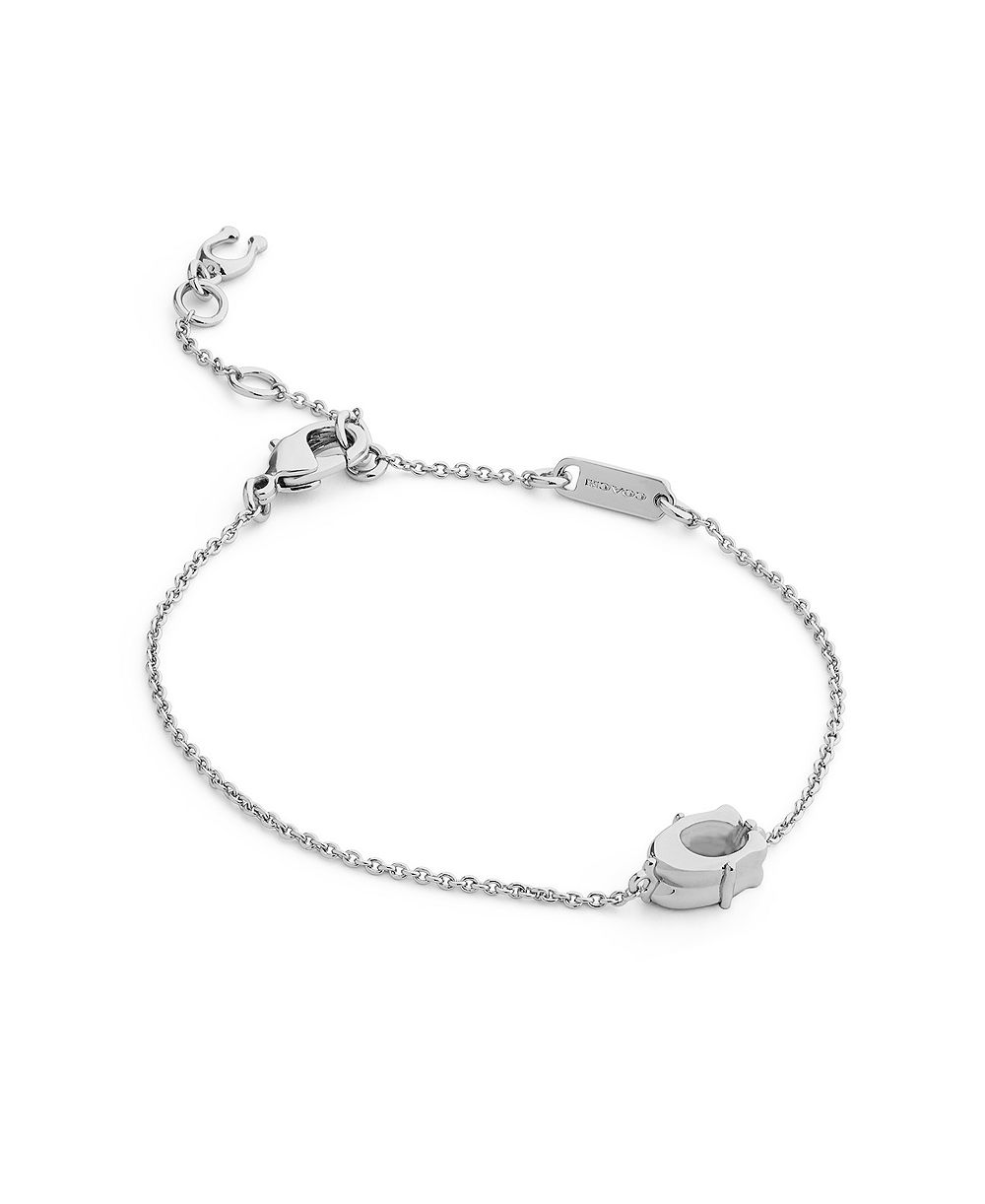 COACH Women's Silver-Tone Adjustable Charm Bracelet