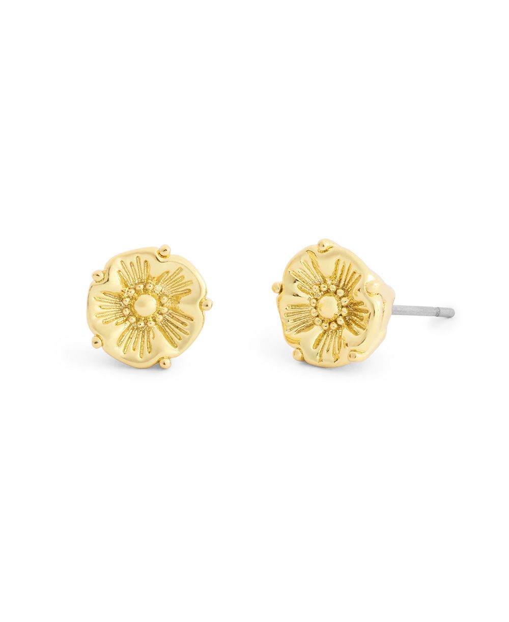 COACH Small Cubic Zirconia Gold-Tone Floral Stud Earrings