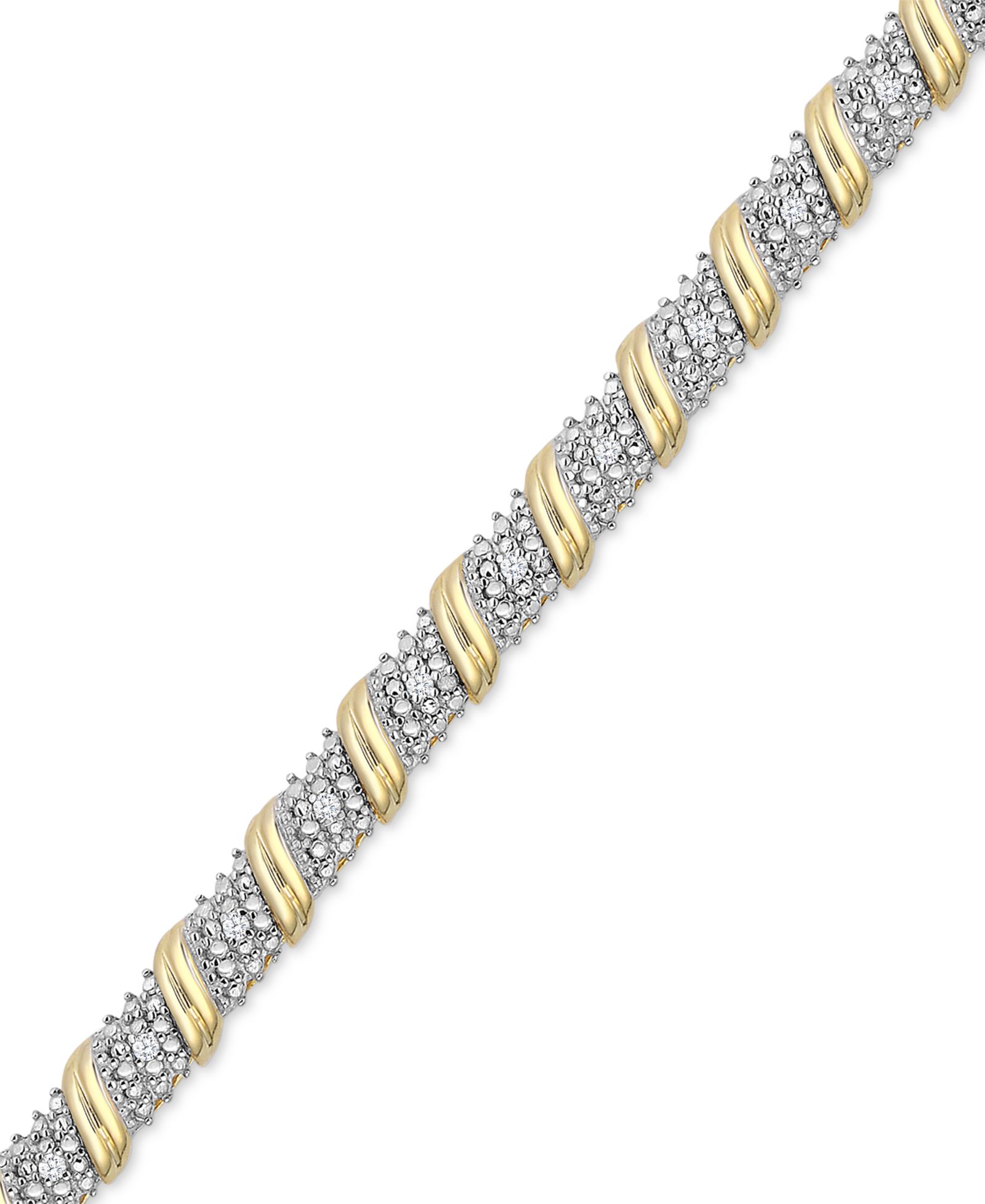 Браслет Diamond Diagonal Bar (1/4 ct. t.w.) из стерлингового серебра с напылением 14k Gold-Plated