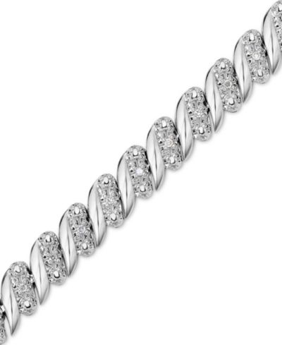 Diamond (1/4 ct. t.w.) Zig Zag Bracelet in Sterling Silver