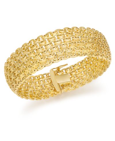 Браслет Italian Gold Wide Mesh Link & Chain, 14k Gold
