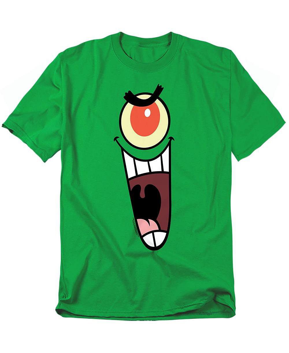 SpongeBob SquarePants Men's Plankton Sinister Face Graphic Classic-Fit T-Shirt