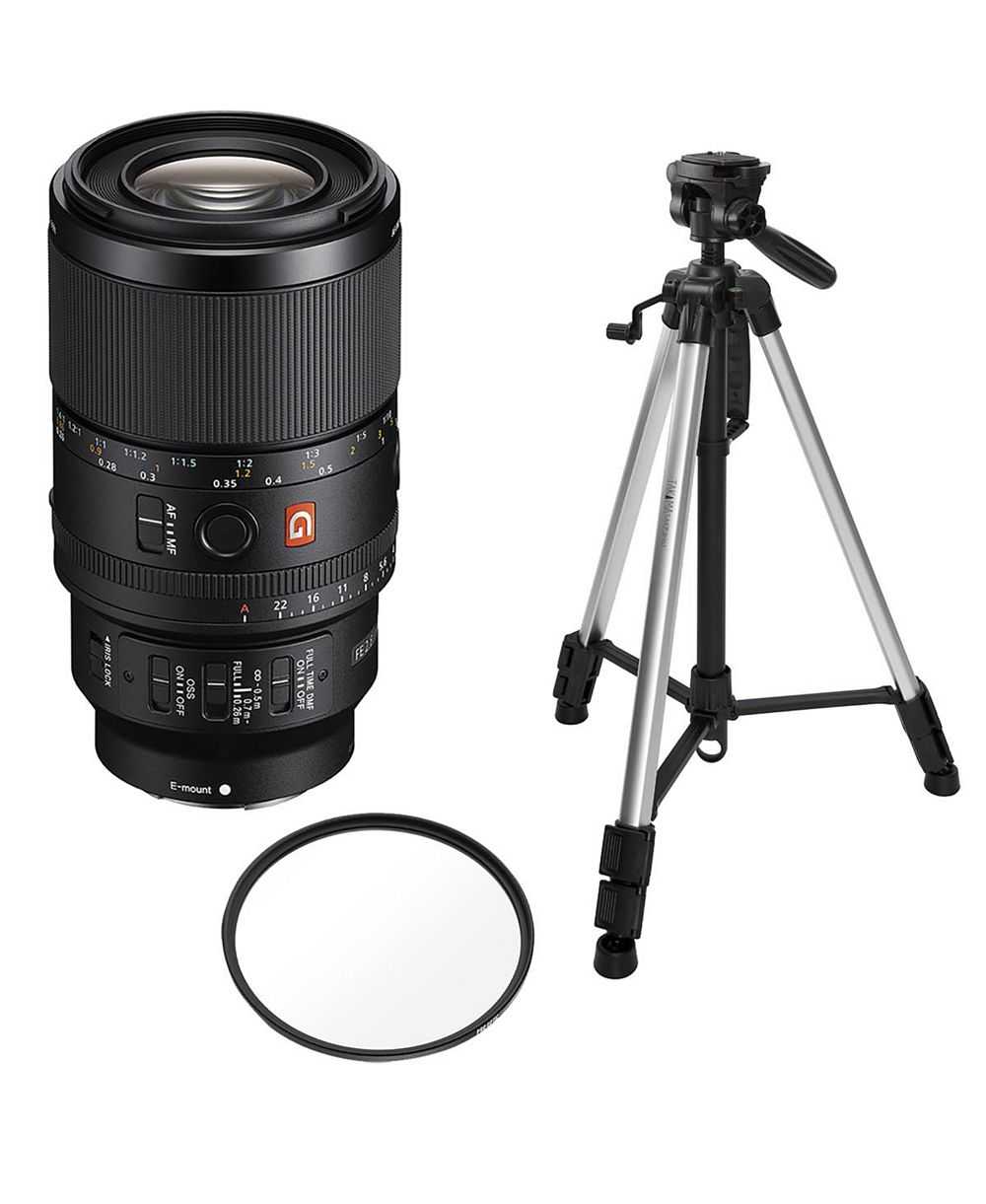 Sony FE 100mm f/2.8 GM OSS Macro Lens with Filter and Tripod, 3-Piece Bundle for Sony E-Mount Cameras