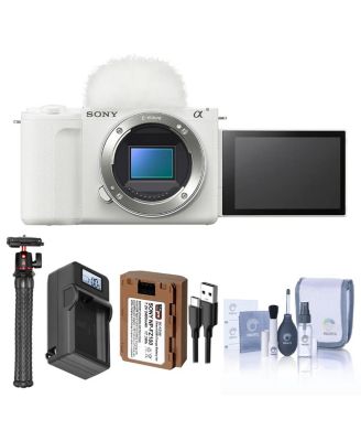 Sony Alpha ZV-E10 II камера, белая, с дополнительным аккумулятором, зарядным устройством с пластиной, штативом