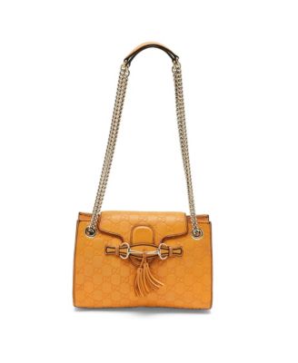 Pre-Owned Gucci женская маленькая кожаная сумка через плечо с цепочкой, модель Emily Guccissima