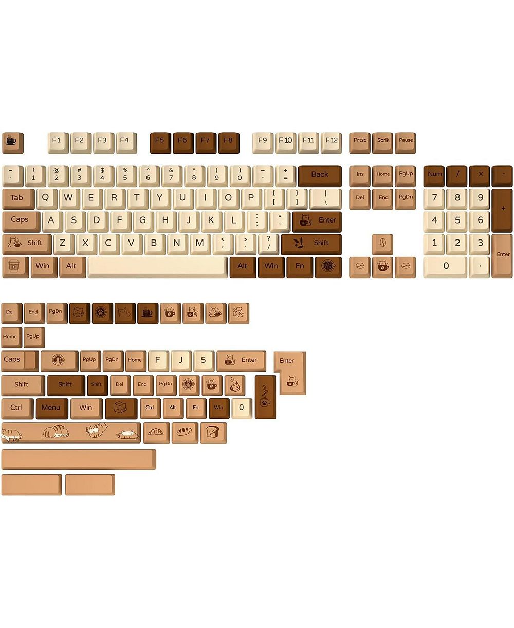 Ipason Coffee Cat PBT Cherry-Profile MX-совместимые колпачки для механических клавиатур