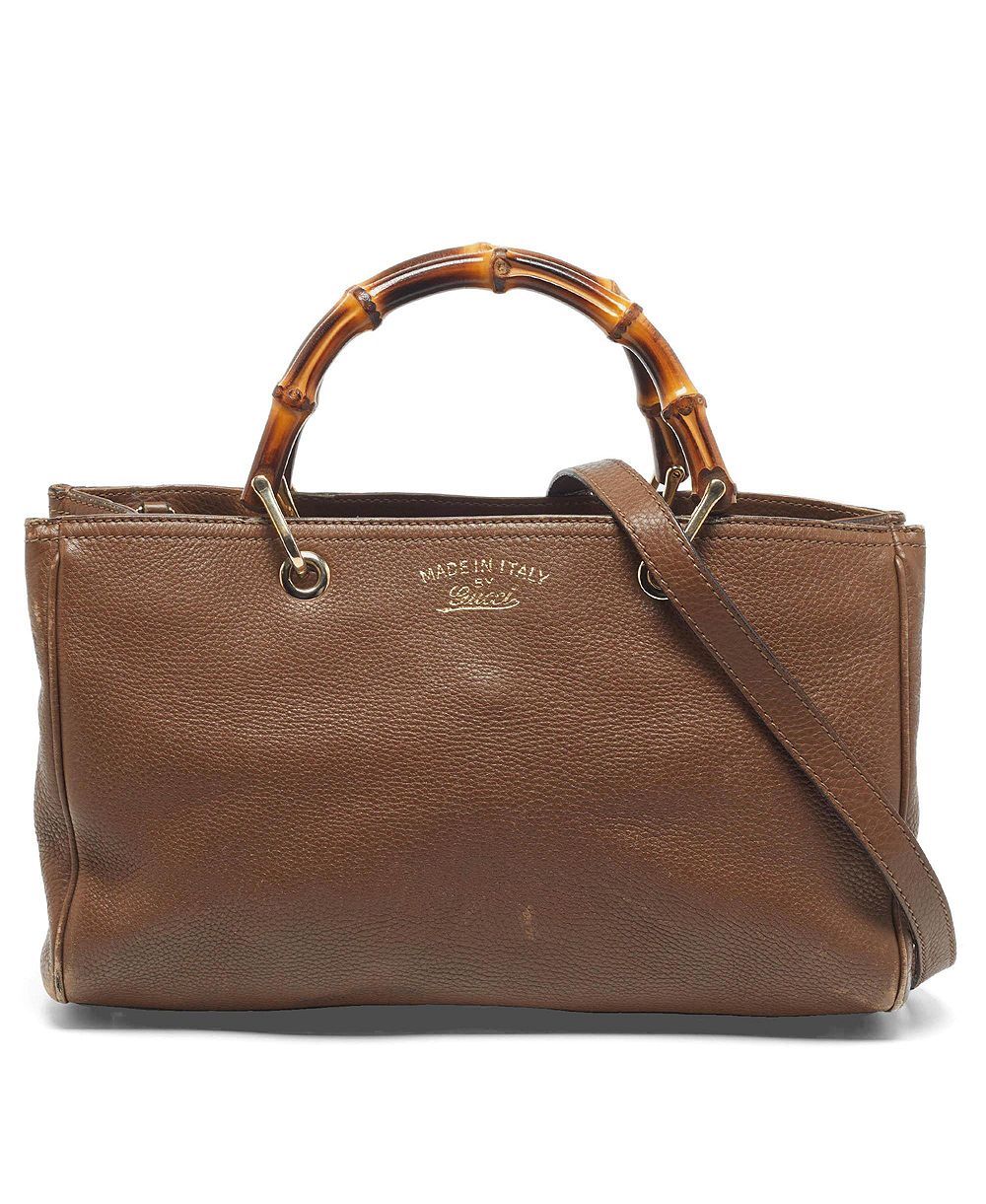 Pre-Owned Gucci кожаная сумка-тоут Bamboo Shopper