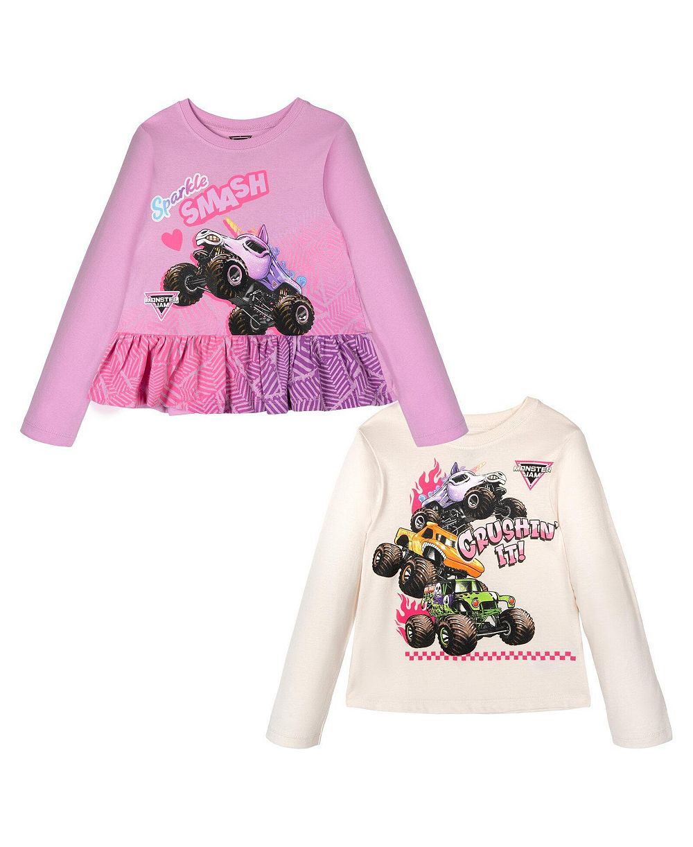 Monster Jam Girl's (5-12) 2-Piece Long Sleeve T-Shirt Set