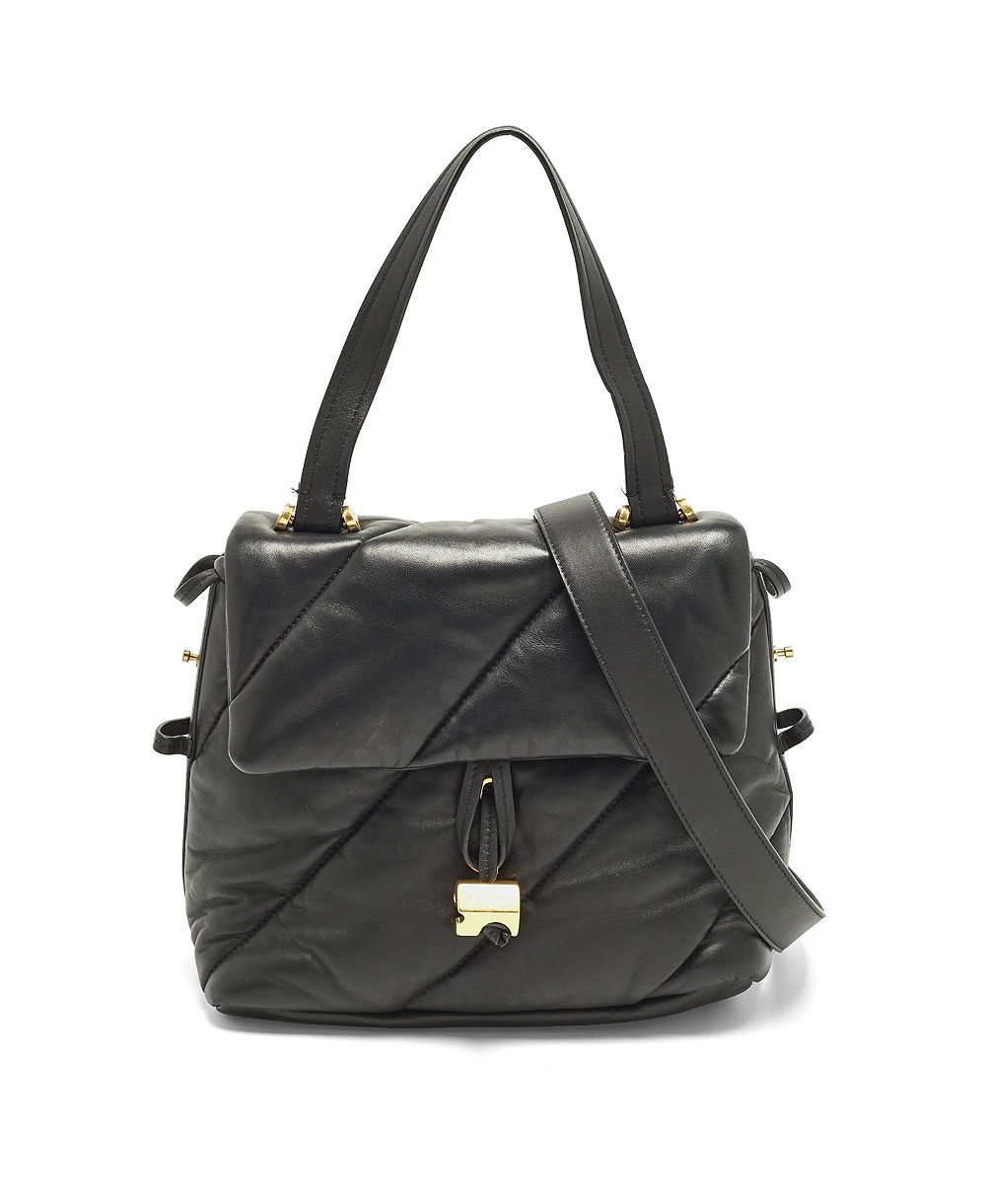 Pre-Owned Off-White Nailed Quilted Leather Top Handle Bag