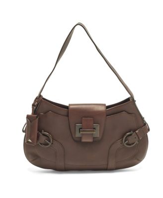Б/у женская кожаная сумка через плечо Salvatore Ferragamo с пряжкой