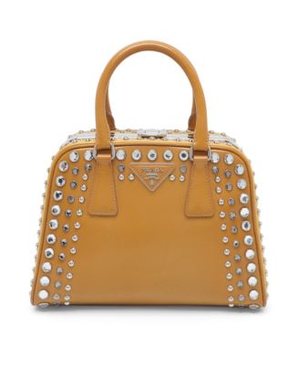 Б/у женская небольшая сумка Prada с пайетками из лакированной кожи Сафьяно с жесткой формой